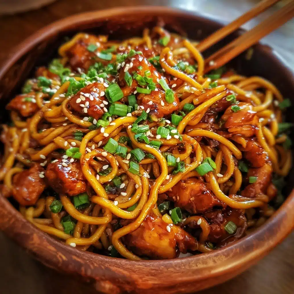 Sticky Garlic Chicken Noodles Recipe - Recipe Image