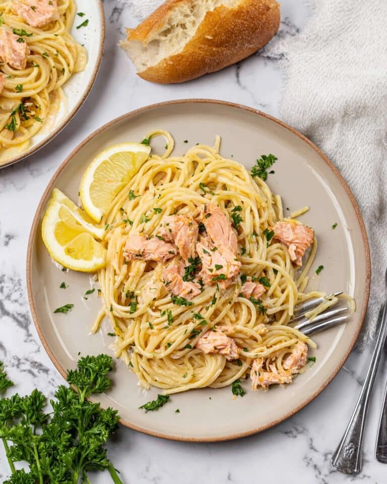 Salmon Pasta with Lemon Cream Sauce Recipe