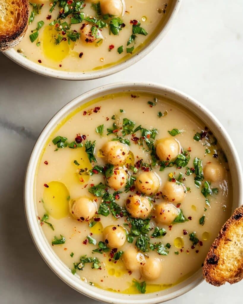 Easy Garlic Chickpea Soup Recipe