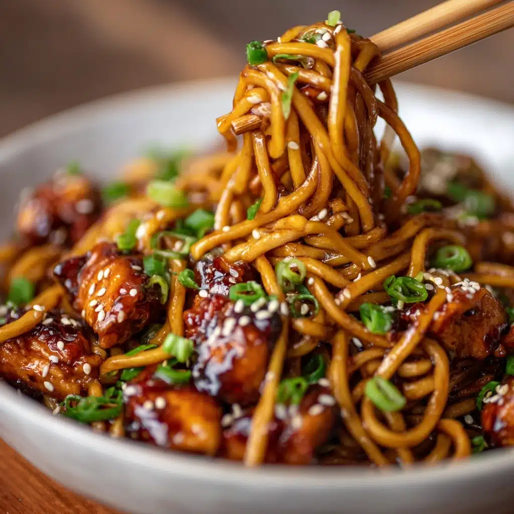 Sticky Garlic Chicken Noodles Recipe - Recipe Image