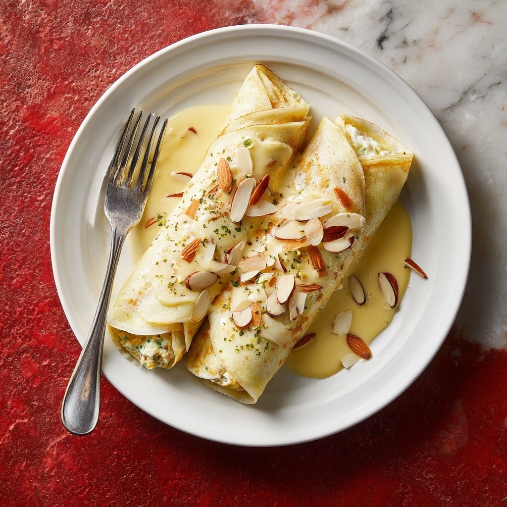 Chicken Broccoli Crepes with Cheesy Cream Sauce Recipe