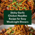 Sticky Garlic Chicken Noodles Recipe