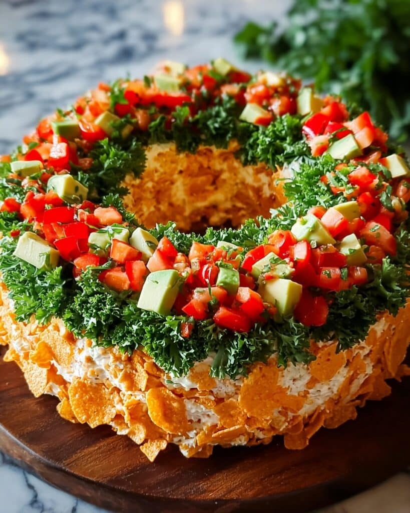 Christmas Taco Cheese Ball Wreath Recipe