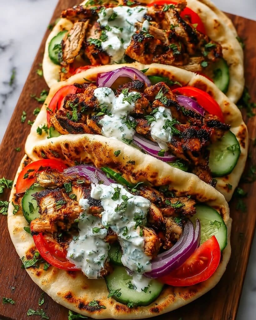 Greek Chicken Gyros with Cucumber Tzatziki Recipe