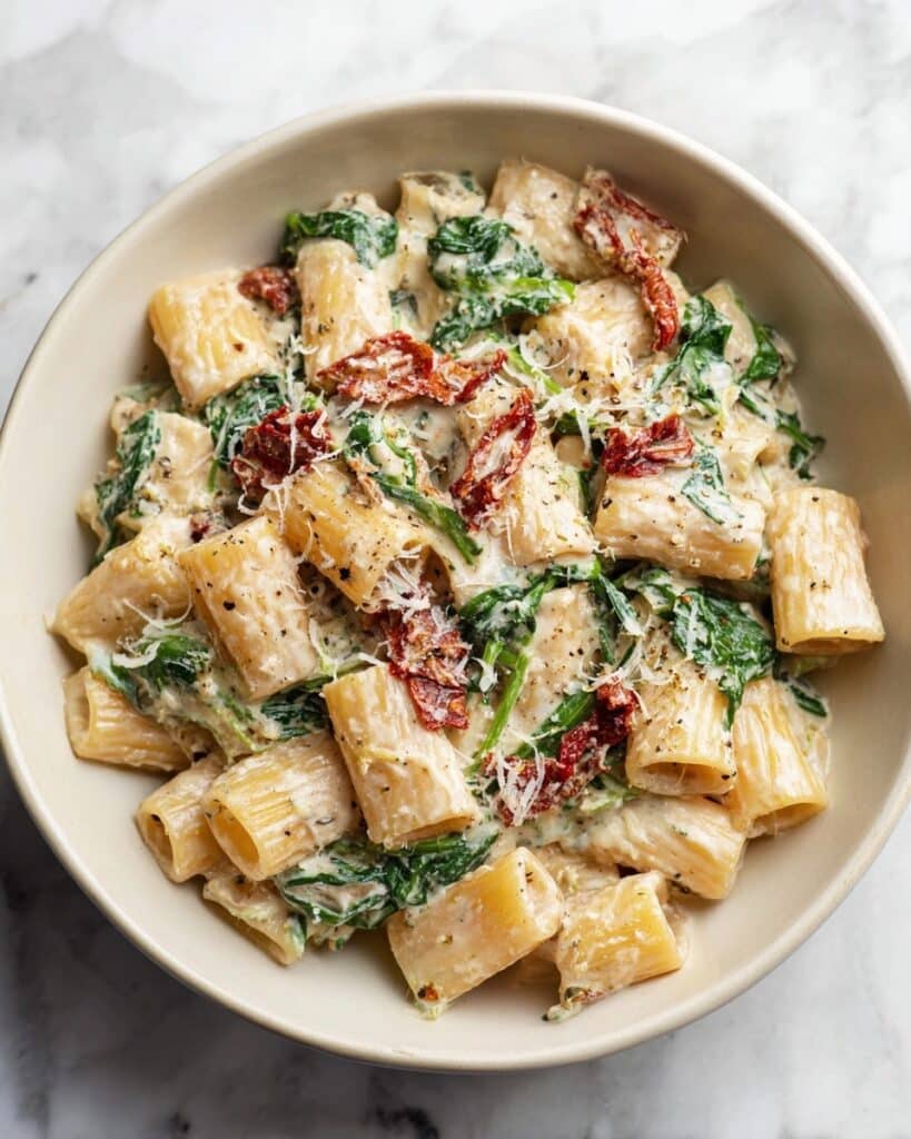Sun-Dried Tomato Pasta with Spinach and Parmesan Recipe