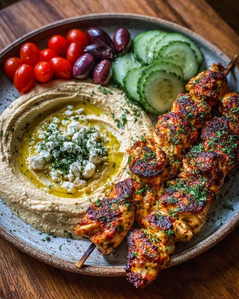Mediterranean Chicken Skewers with Hummus Spread Recipe