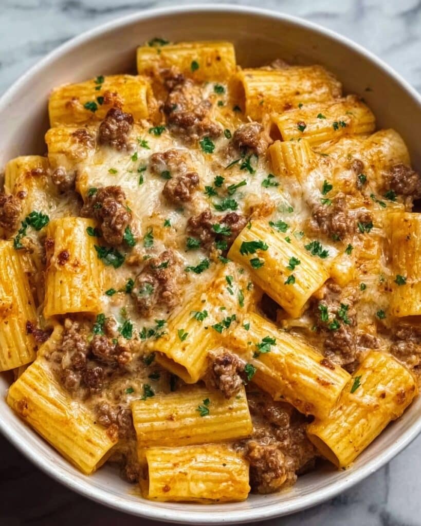 Creamy Parmesan Beef Rigatoni Recipe