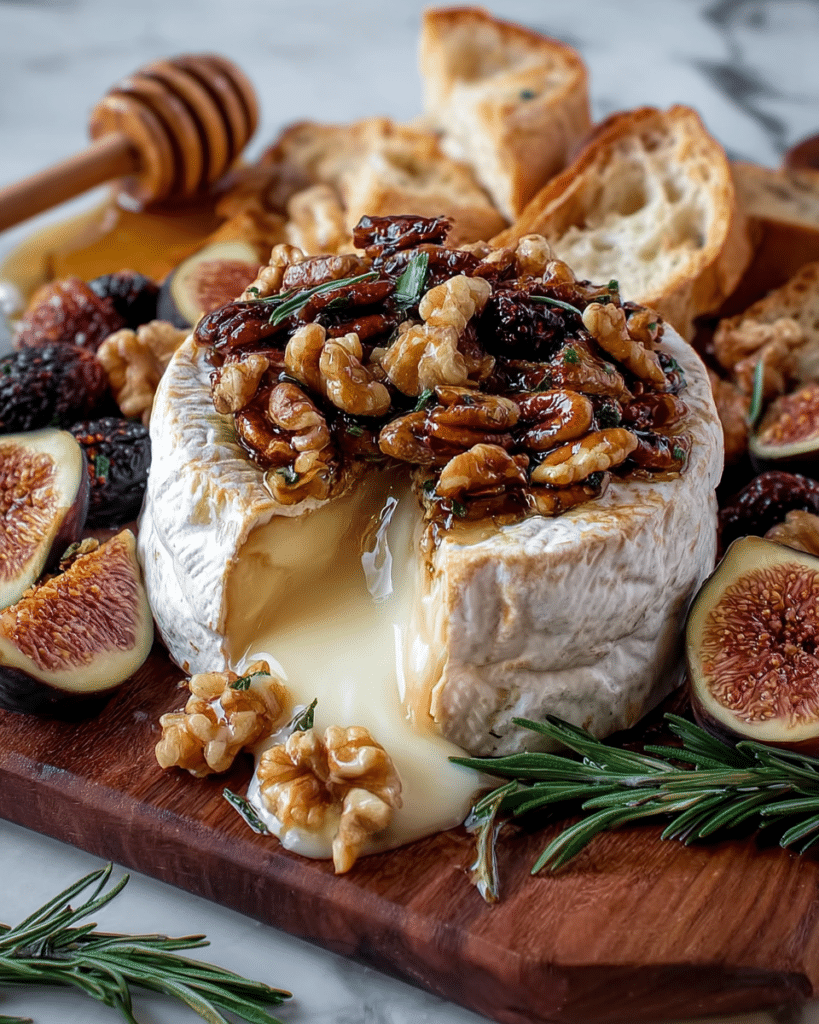 Warm Baked Brie with Figs, Honey, and Pecans Recipe