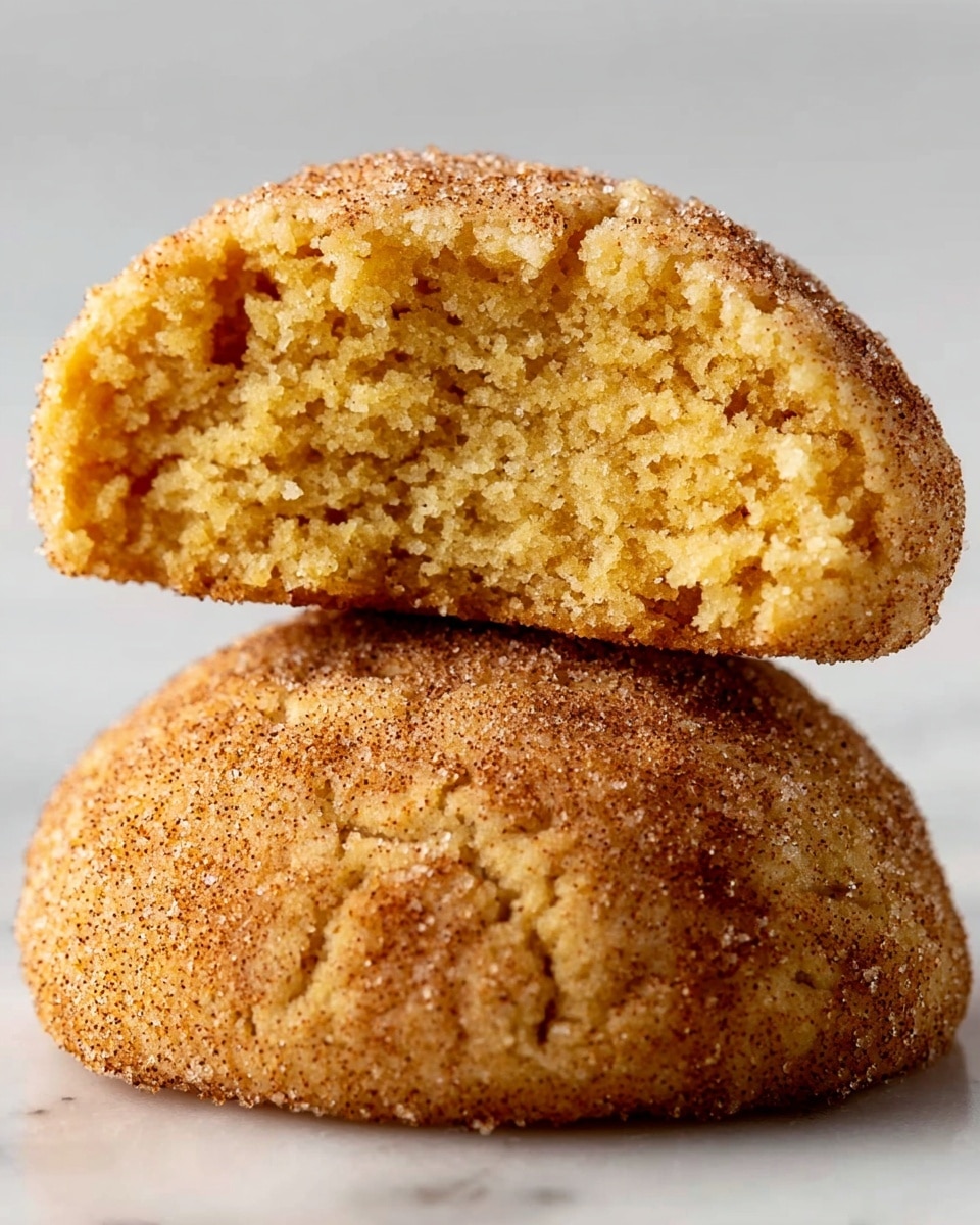 The image shows a close-up of several round cookies stacked together inside a white bowl. Each cookie has a light brown color with a rough, slightly cracked surface, and they are dusted with a fine layer of cinnamon and sugar, giving them a speckled look. The cookies appear soft and chewy, and the bowl sits on a white marbled surface. The photo taken with an iphone --ar 4:5 --v 7