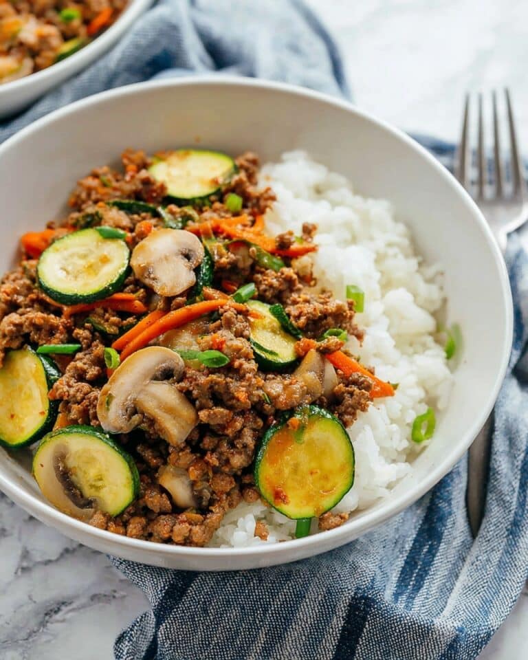 Ground Beef Stir Fry with Zucchini, Mushrooms, and Maple Soy Sauce Recipe