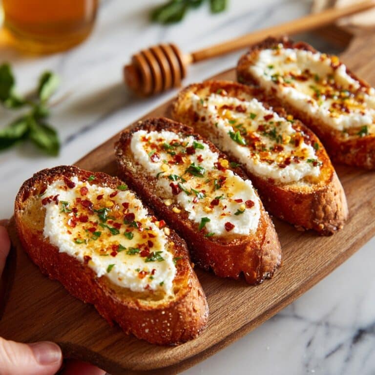 Sweet and Spicy Whipped Feta Crostini with Hot Honey Recipe