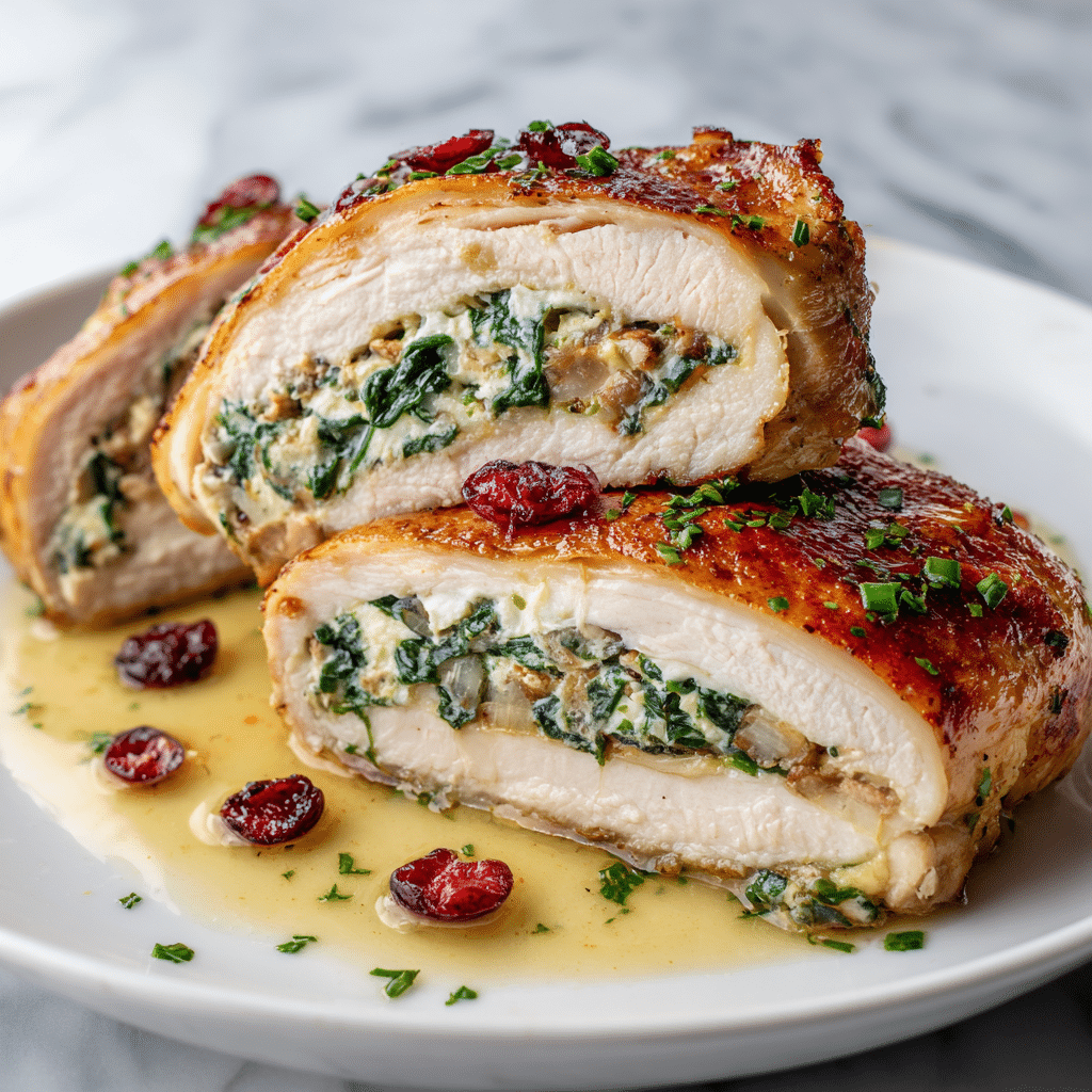 Cranberry & Spinach Stuffed Chicken Breasts with Goat Cheese Recipe