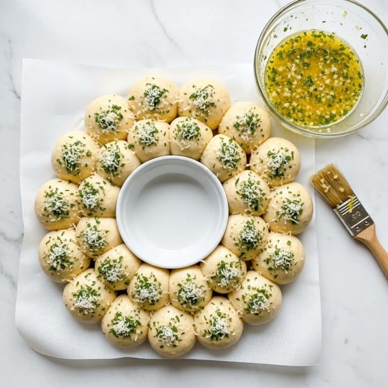 Pull Apart Garlic Bread Wreath with Marinara Recipe