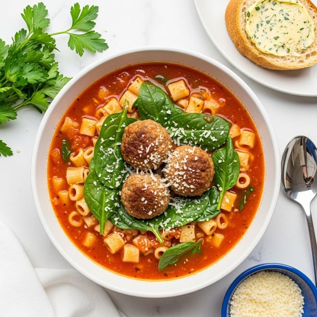 Hearty Meatball Soup with Pasta and Vegetables Recipe