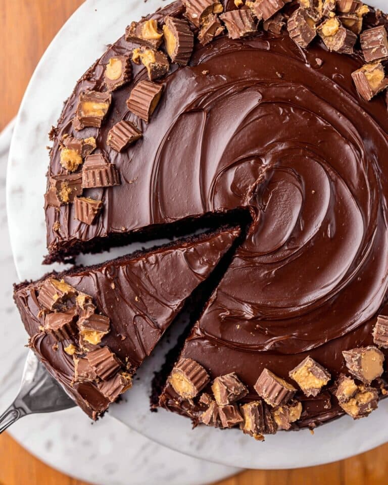 Peanut Butter Cheesecake with Chocolate Ganache and Reese’s Topping Recipe