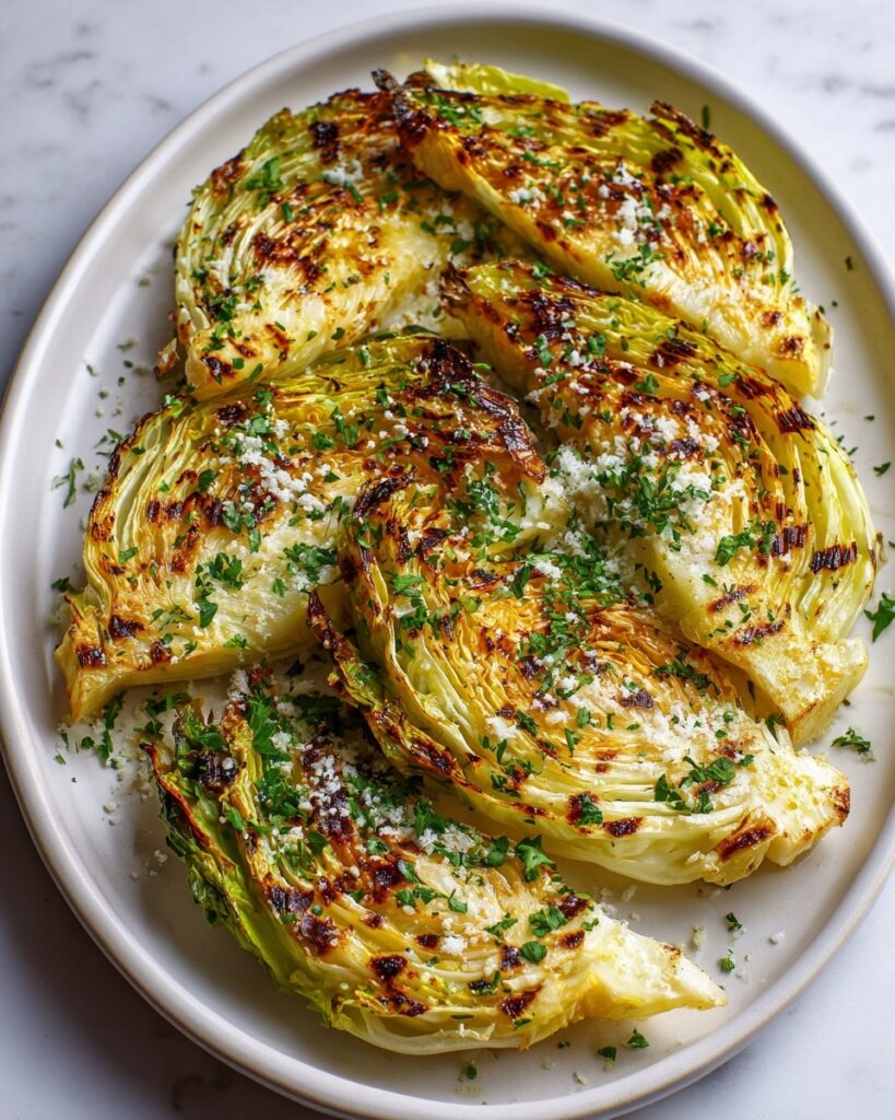 Roasted Garlic Parmesan Cabbage Wedges Recipe