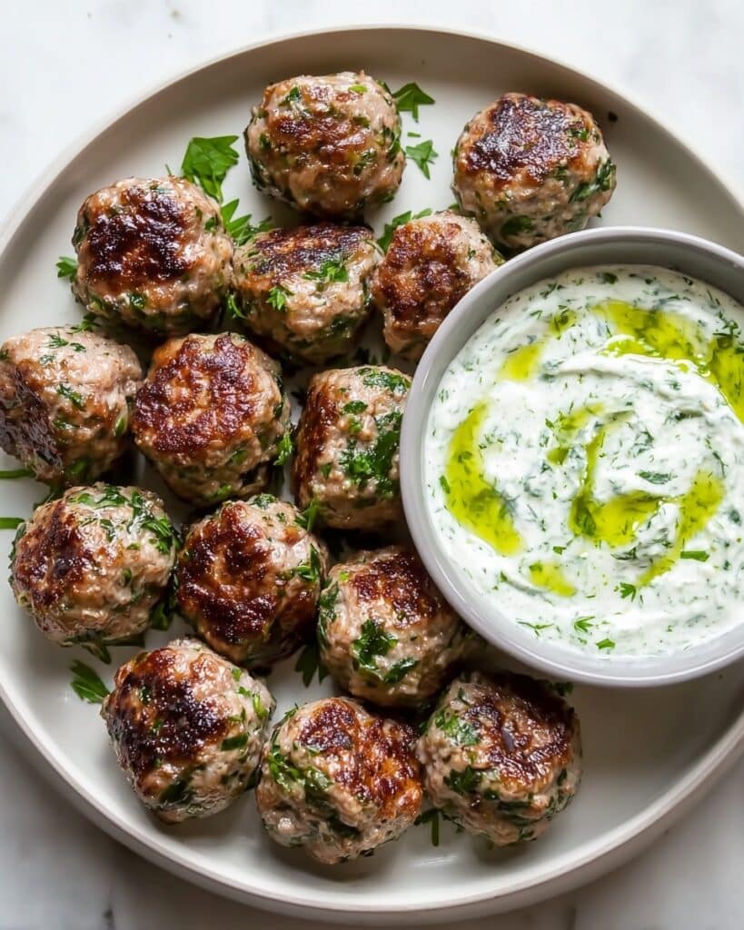 Spicy Lamb Meatballs with Green Goddess Dip Recipe