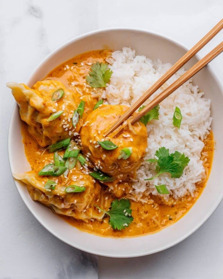 Viral One Pan Dumpling Bake with Coconut Curry Sauce Recipe