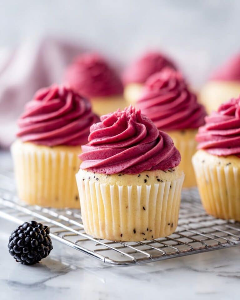 Lemon Poppy Seed Cupcakes with Blackberry Frosting Recipe