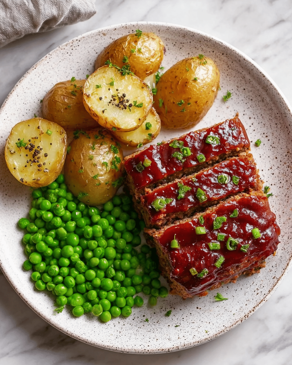 The image shows several pieces of meatloaf squares arranged closely on a dark surface. Each piece has two clear layers: the bottom layer is a dense, finely textured meat mix in shades of brown with some visible bits of onion or similar ingredients, and the top layer is a thick, shiny, deep red glaze smoothly spread and sprinkled with small green herbs. The edges of the meatloaf are slightly browned and crispy. The focus is on the front piece with the others softly blurred in the background. The surface looks like a baking tray. photo taken with an iphone --ar 4:5 --v 7
