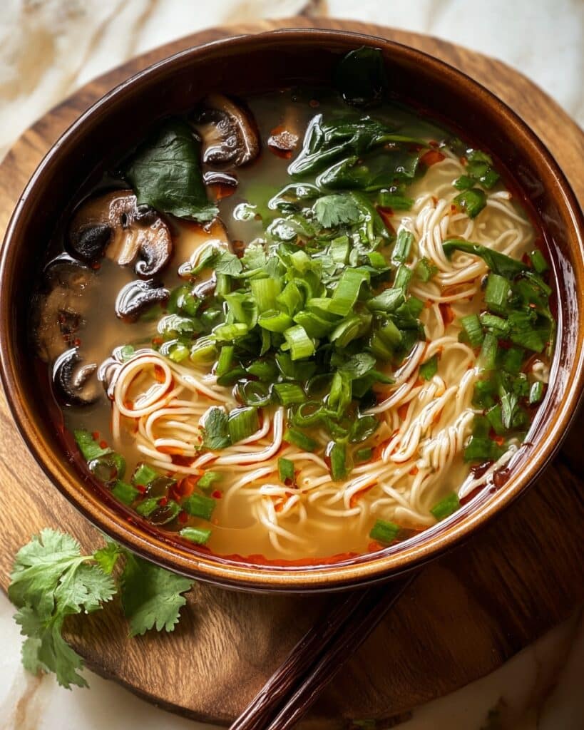 Healing Ginger Garlic Broth with Rice Noodles and Bok Choy Recipe