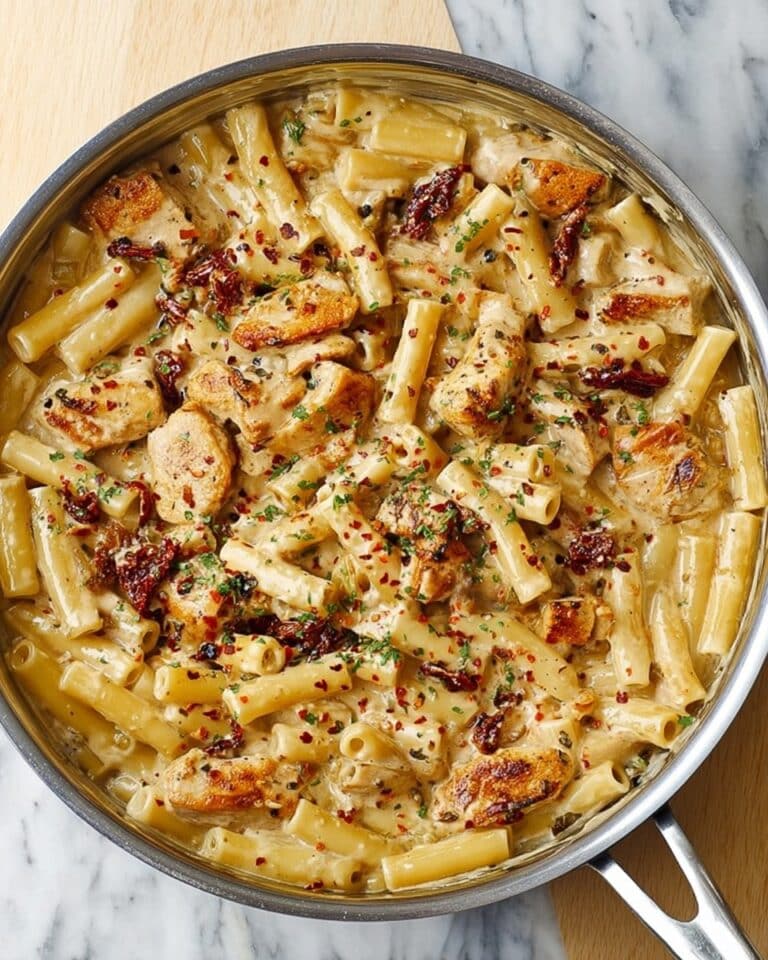 Tomato Pasta with Chicken and Creamy Mozzarella Sauce Recipe