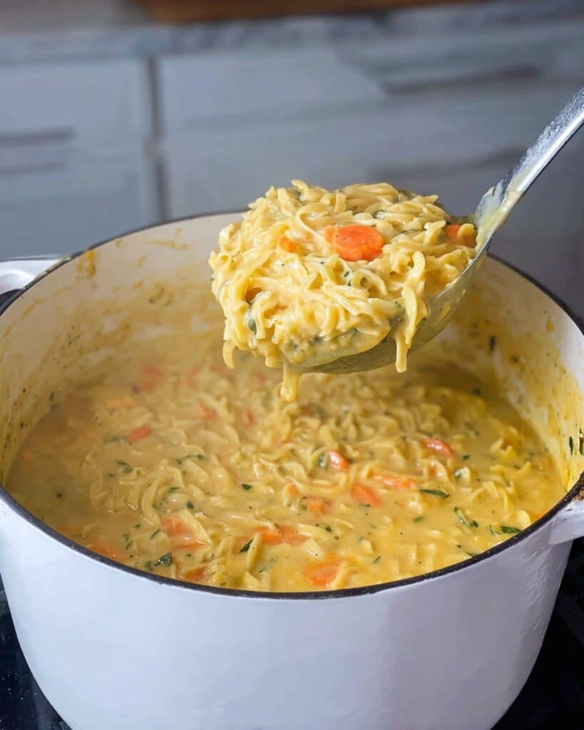 Creamy Sazon Chicken Noodle Soup Recipe