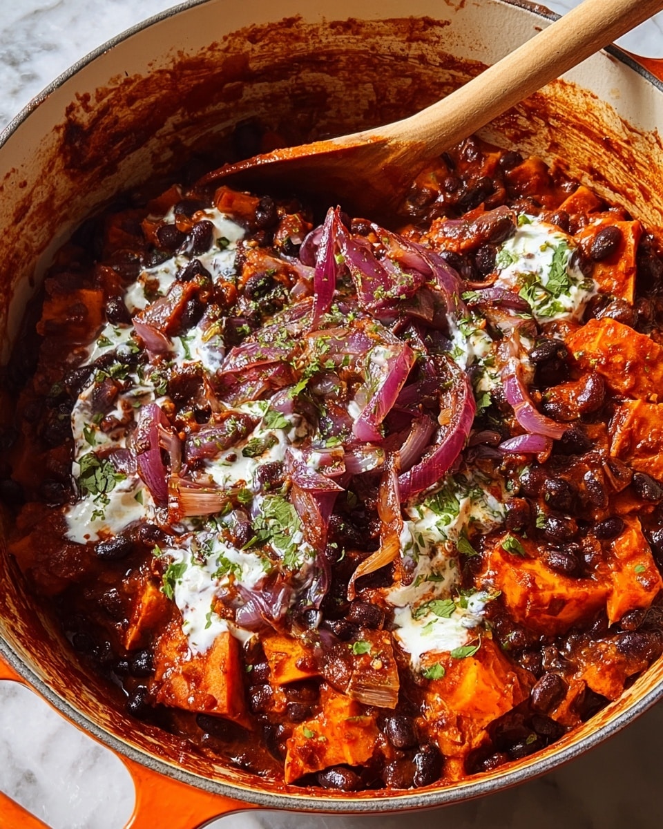 Smoky Sweet Potato and Black Bean Chili with Herby Yogurt Recipe
