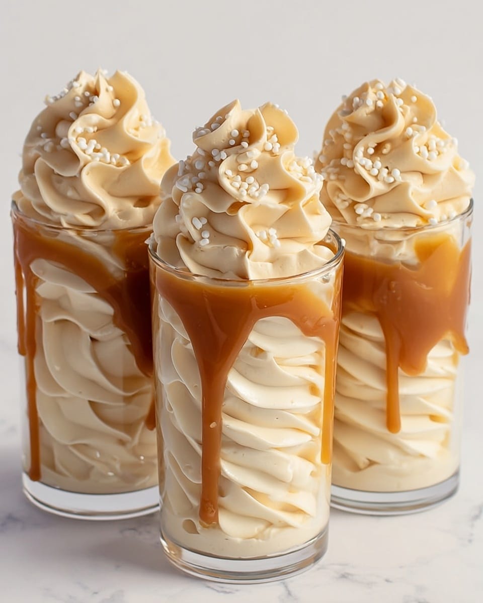 Caramel Mousse with White Chocolate Drizzle Recipe